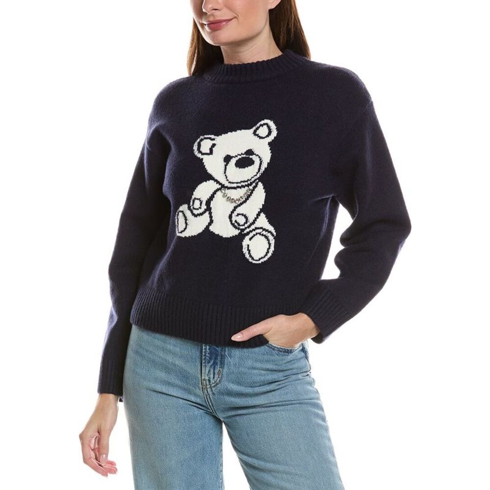 English Factory Womens  Teddy Bear Knit Sweater, Navy